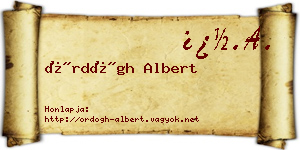 Ördögh Albert névjegykártya